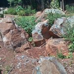 rock breaking for the construction of a road to a cottage